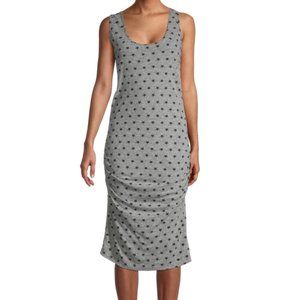 Monrow Shirred Polka Stars Dress Granite